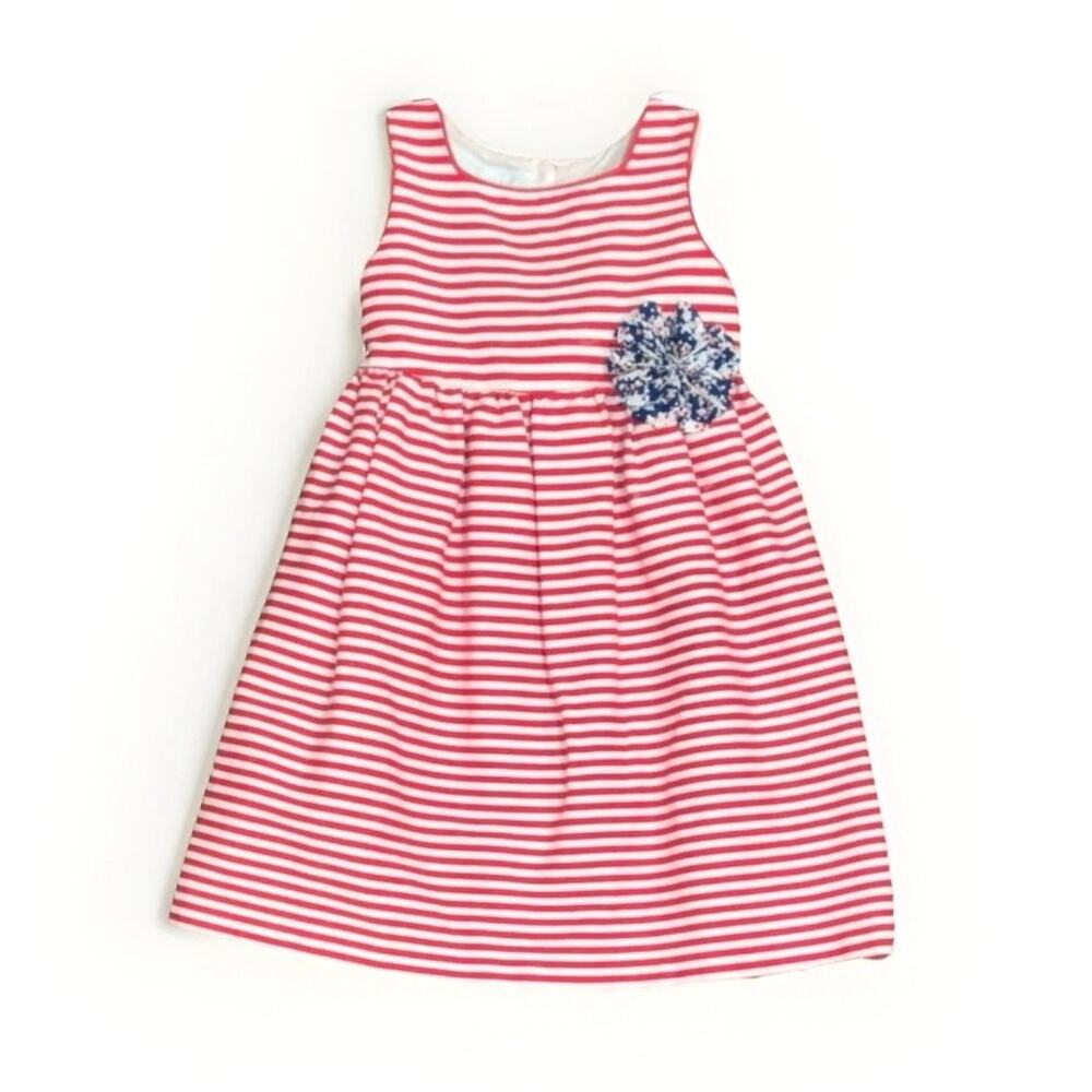 Patriotic Red White Striped Dress 4T